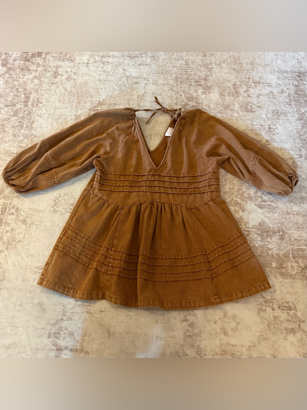 entro Women’s Brown Peplum Demim Tie-Back Top
